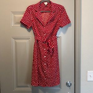 Belted Red and White Polka Dot dress